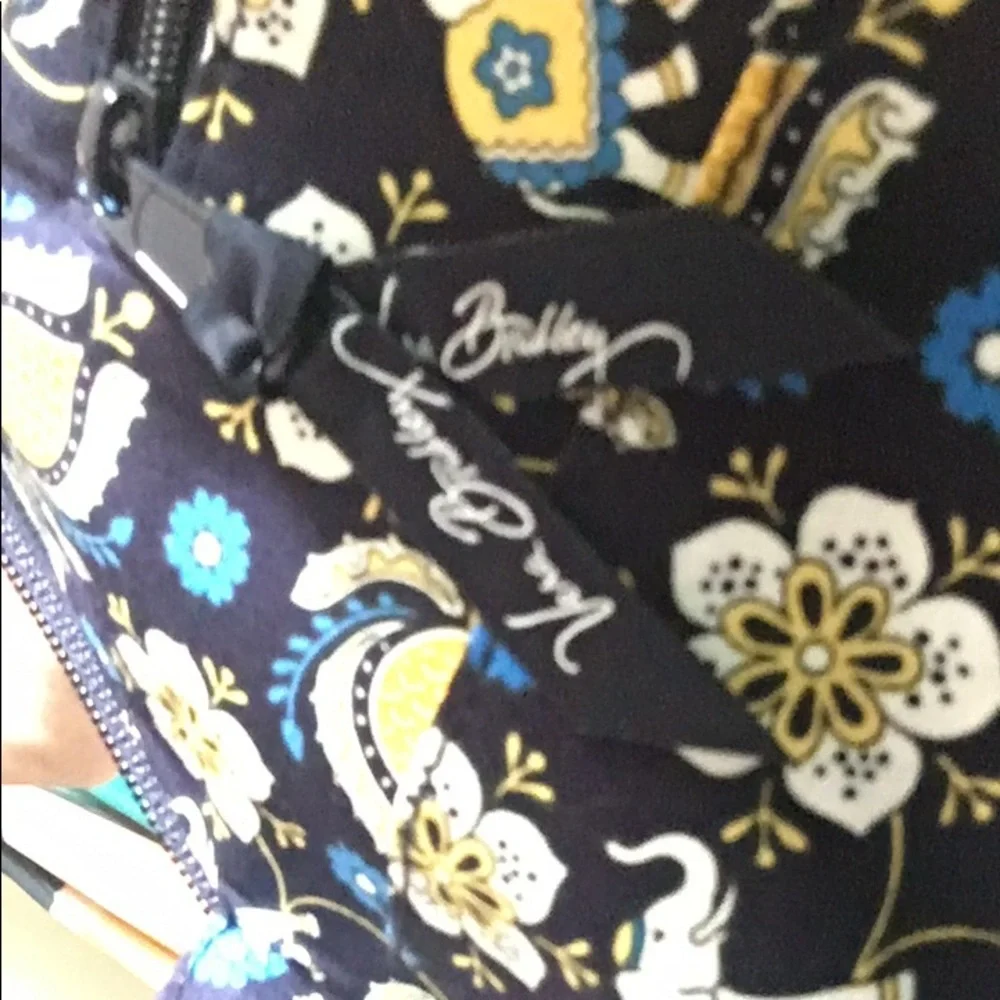 Vera Bradley Eloise Ellie Blue Yellow Paisley Shoulder Carryall Style Bag - Picture 6 of 11